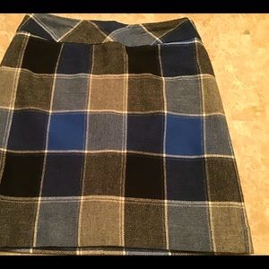 Talbots Wool Blue Plaid Skirt Sz 6